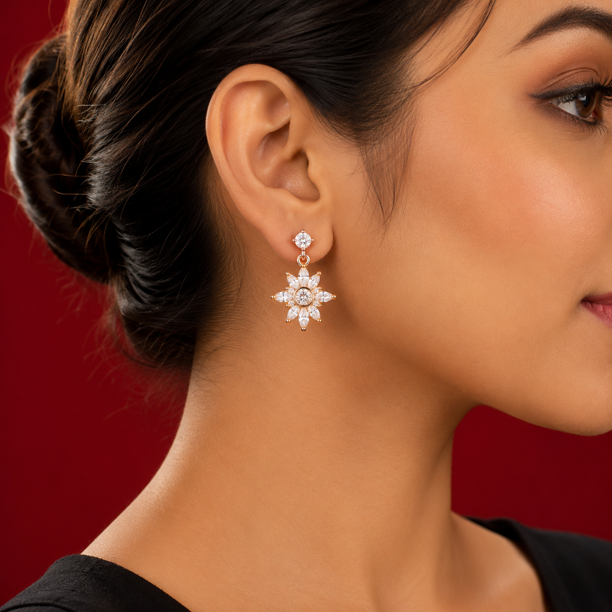 Marquise Blossom Gold-Tone Drop Earrings