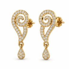 Gold Spiral Rhinestone Drop Earrings