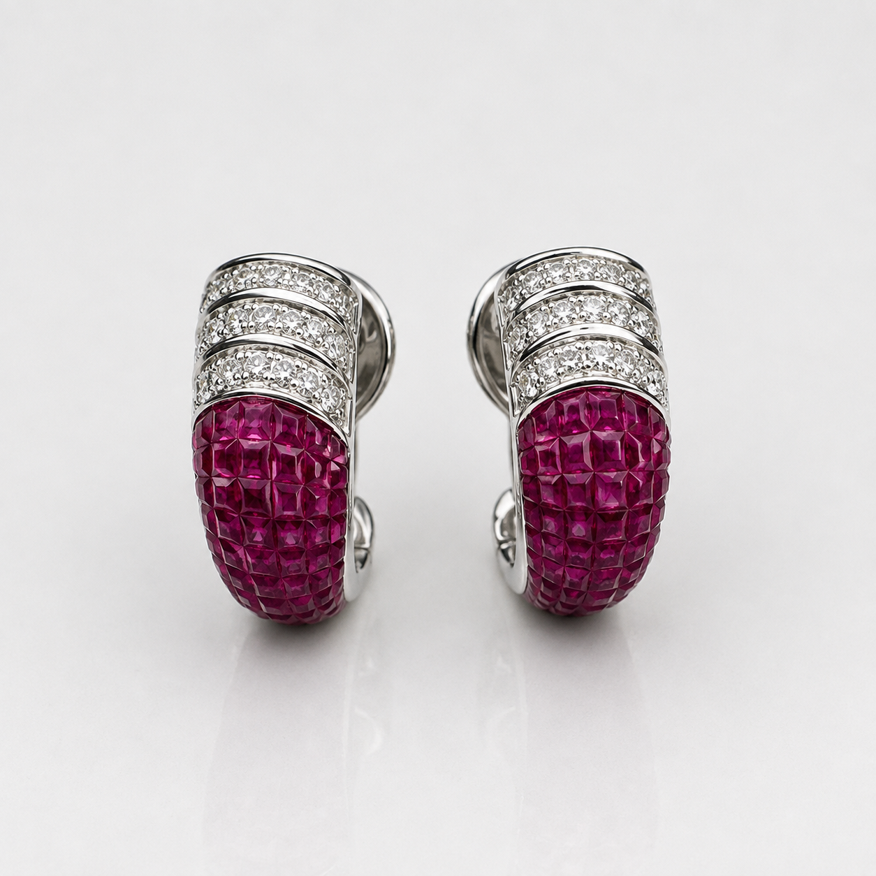 Ruby & Diamond Pavé Hoop Earrings