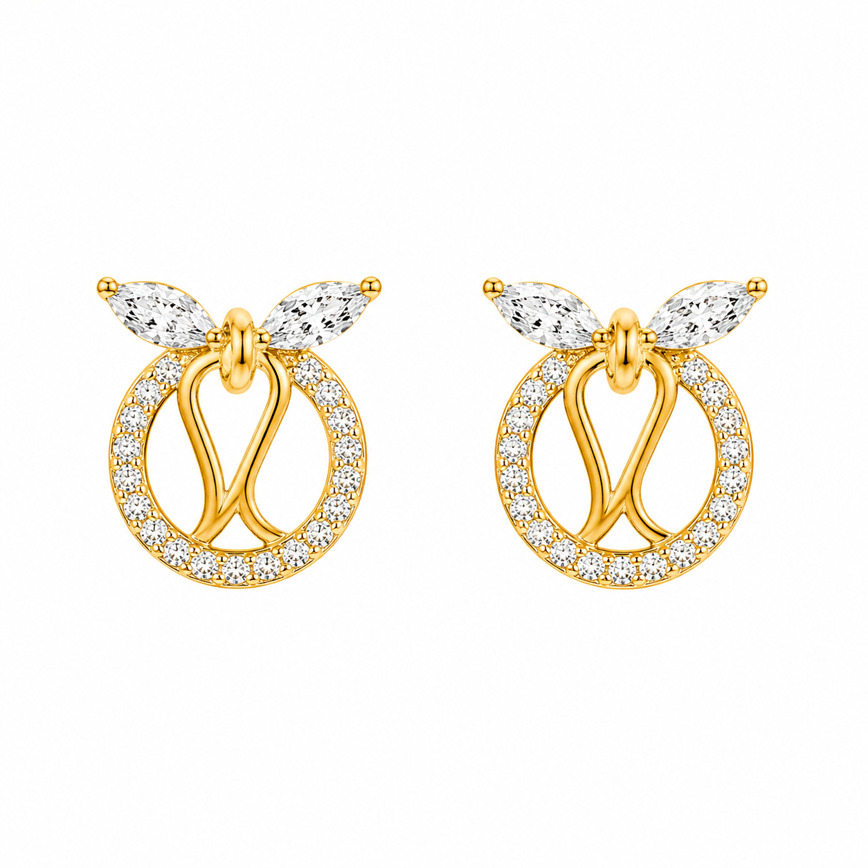 Gold-Tone Butterfly Crystal Drop Earrings