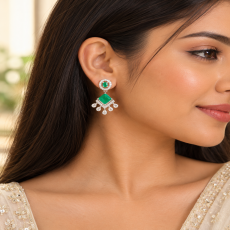 Emerald & Diamond Drop Earrings