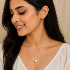 Elegant Silver Pearl Pendant Necklace