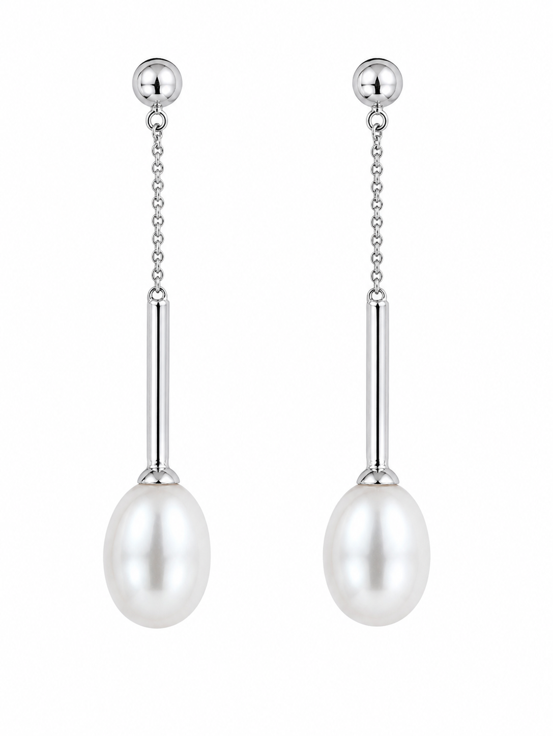 Pearl Drop Chain Earrings