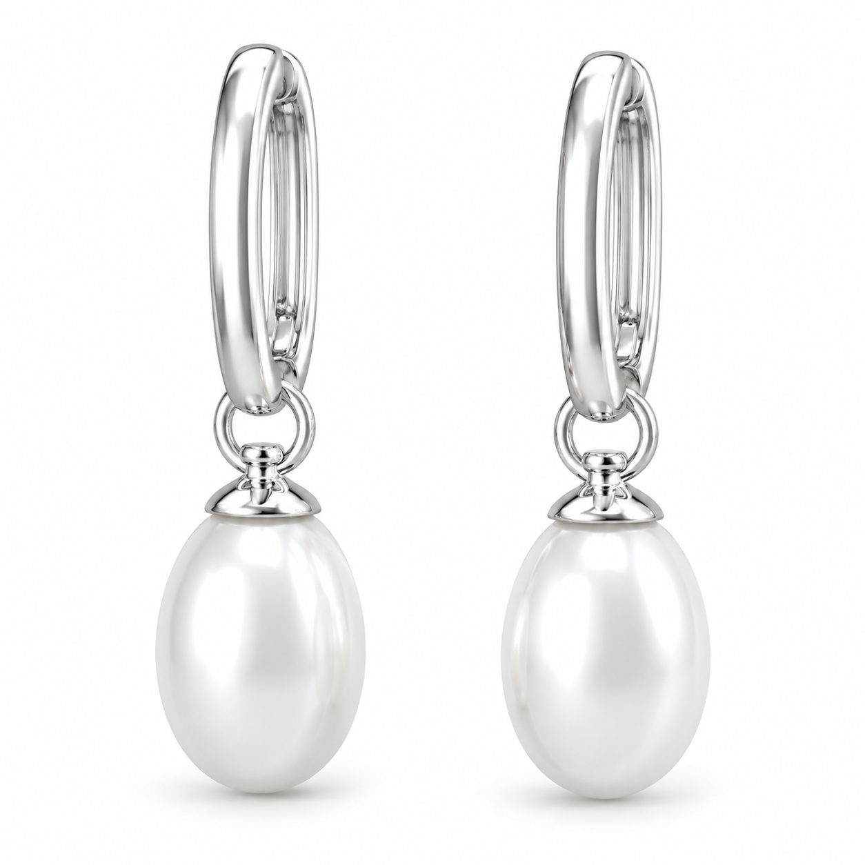 Pearl Drop Hoop Earrings