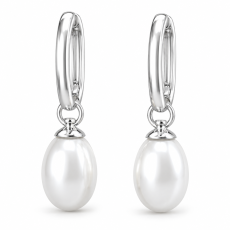 Pearl Drop Hoop Earrings