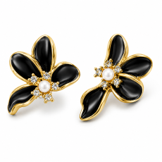 Floral Pearl Stud Earrings
