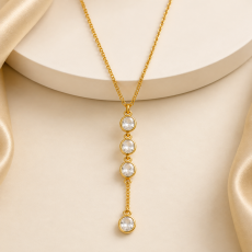 crystal Cascade Gold Pendant Necklace