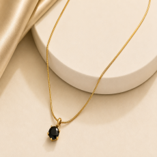 Midnight Black Solitaire Pendant Necklace