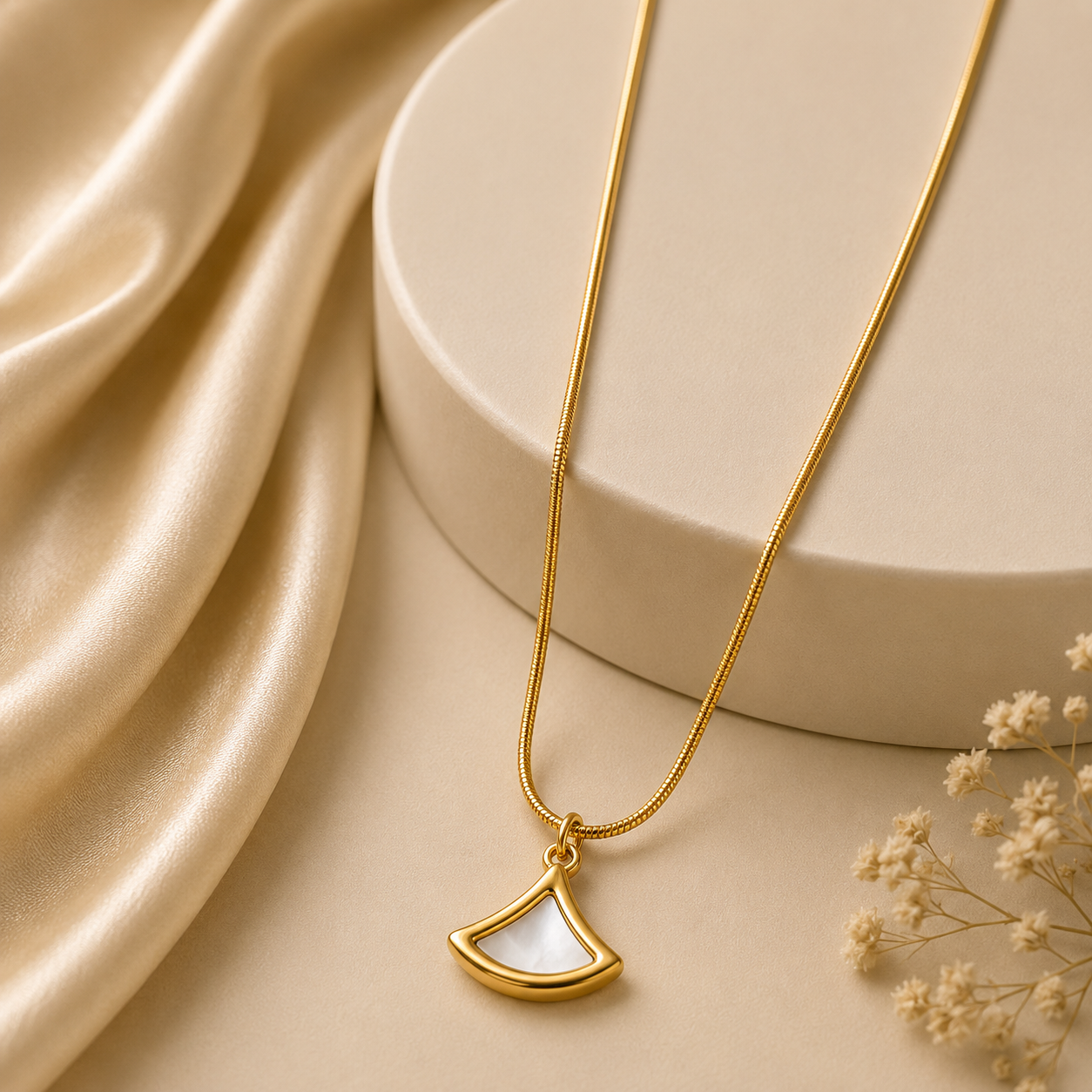 Ivory Fan Pendant Necklace