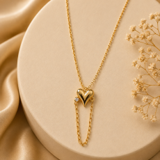 Golden Love Loop Heart Necklace