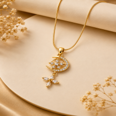 Celestial Blossom Crescent Necklace