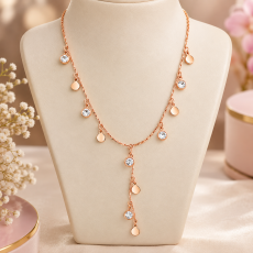Rose-Gold Crystal Charm Lariat Necklace