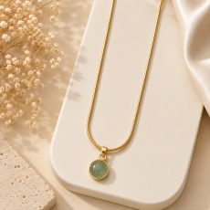Sage Green Bezel Pendant Necklace