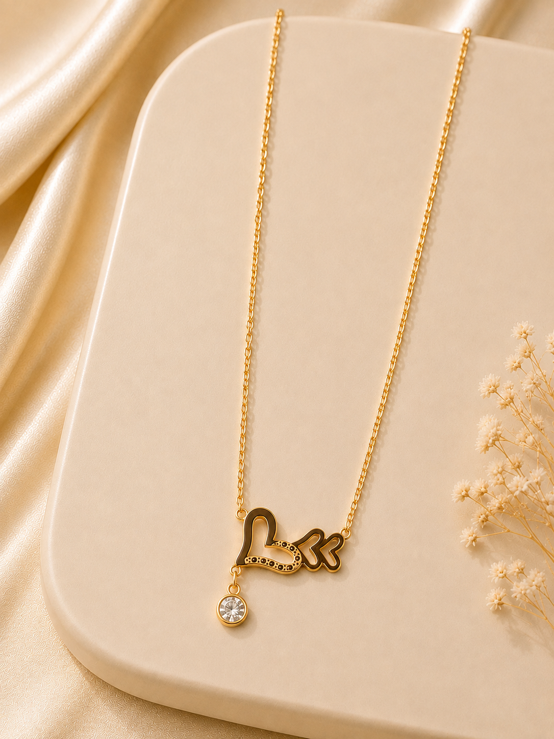 Cupid’s Arrow Heart Crystal Drop Necklace