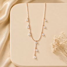 Rose Gold Pear-Cut Crystal Y-Lariat Necklace