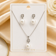 Luminous Pearl & Crystal Pendant Set