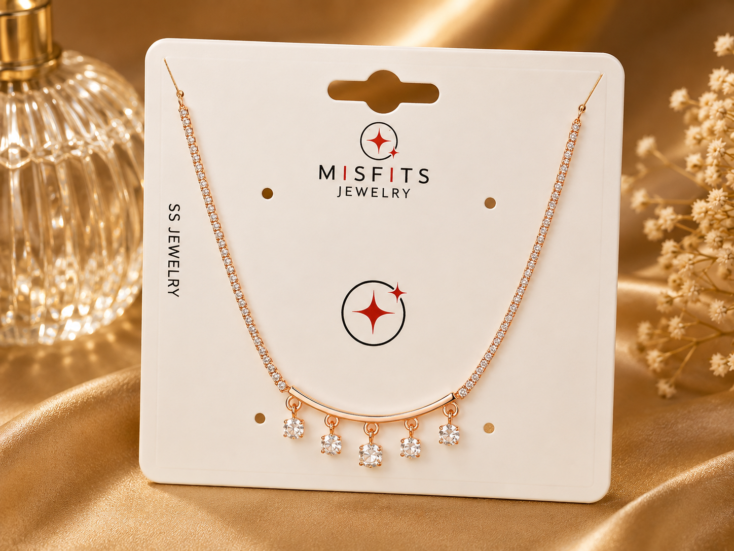Celestial Five-Crystal Drop Necklace