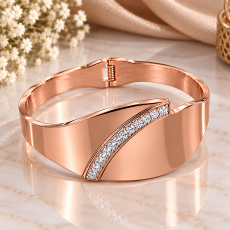 Rose Arc Crystal Cuff Bracelet