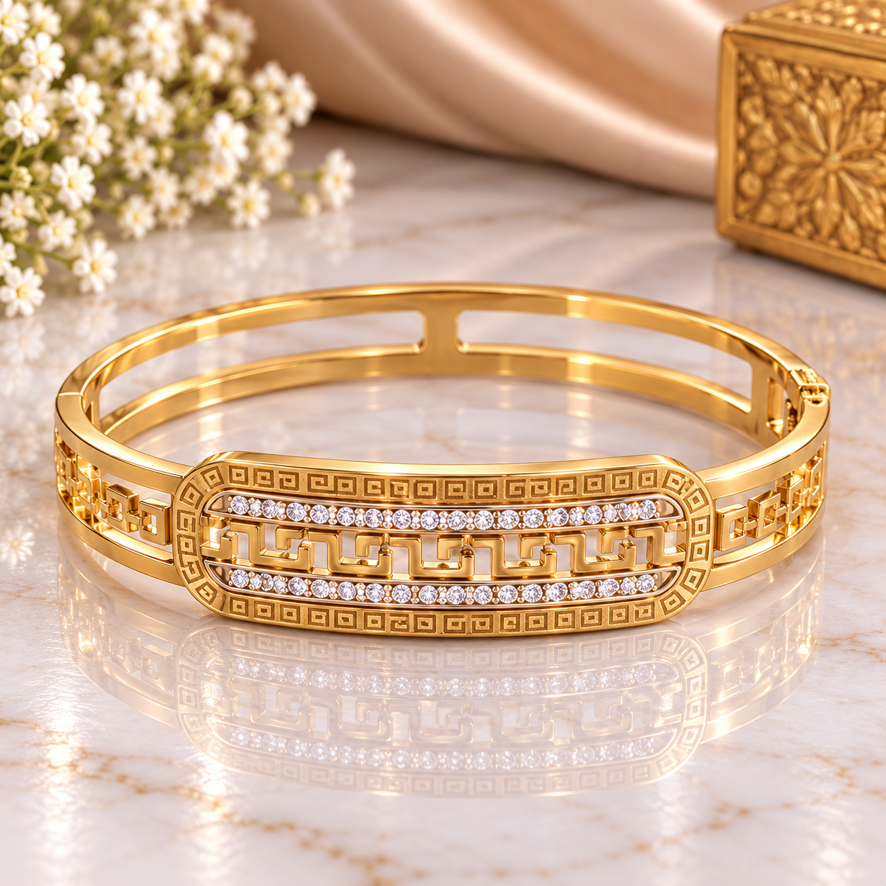 Regal Geo-Link Crystal Cuff Bracelet
