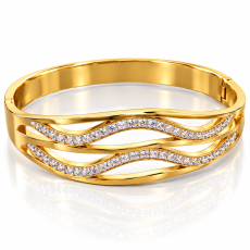 Golden Wave Crystal Bangle Bracelet