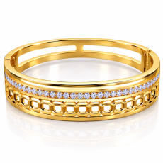 Golden Chain-Link Crystal Bangle Bracelet