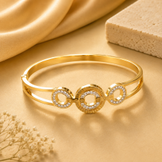 Golden Triple Circle Crystal Bracelet