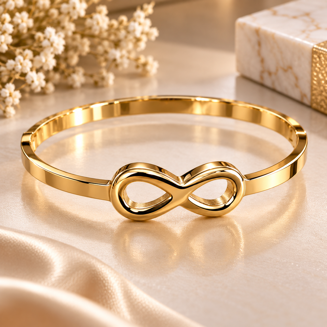 Golden Forever Infinity Bangle Bracelet