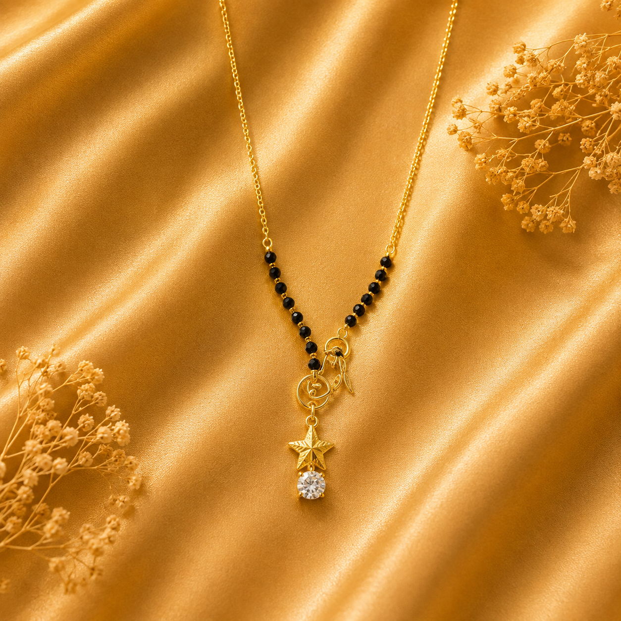 Star and Solitaire Charm Mangalsutra