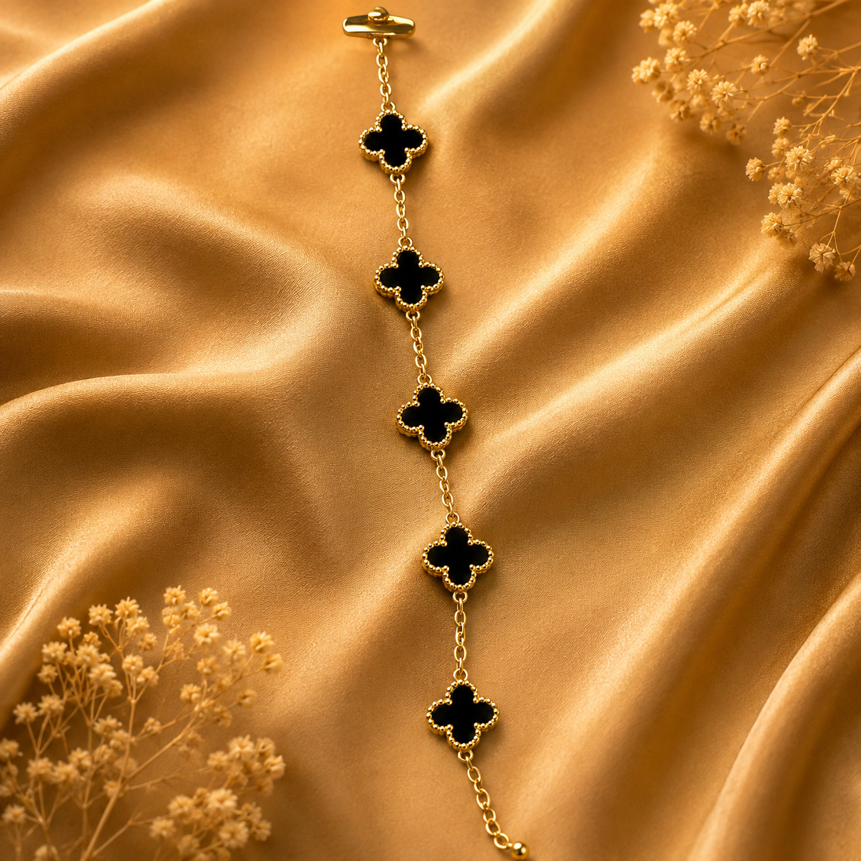 Black Clover Charm Gold-Tone Bracelet