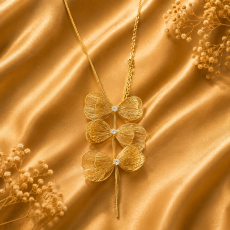 Triple Butterfly Statement Pendant Necklace