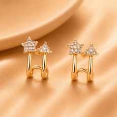 Twin Star Crystal Ear Jacket Earrings