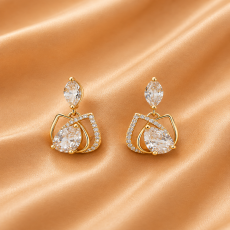 Geometric Teardrop Crystal Drop Earrings