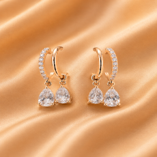 Teardrop Crystal Huggie Earrings Combo Set