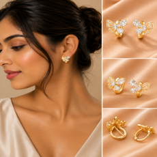 Marquise Crystal Butterfly Gold-Tone Huggie Earrings