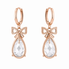 Crystal Bow Teardrop Rose-Gold Earrings