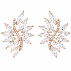 Marquise Crystal Floral Silver-Tone Statement Earrings
