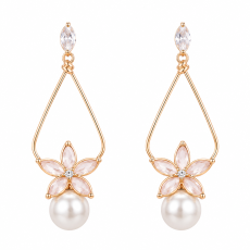 Blush Blossom Pearl Drop Gold-Tone Earrings