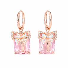 Pink Gift Bow Rose-Gold-Tone Drop Earrings