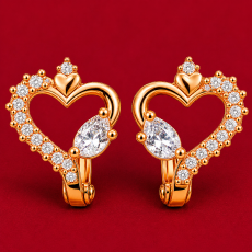 Crystal Heart Gold-Tone Earrings