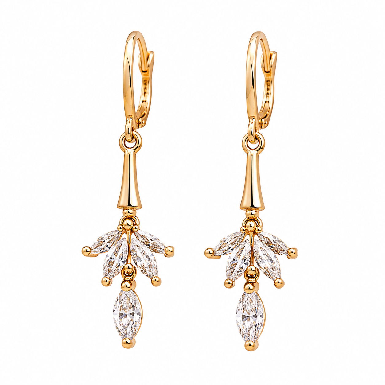Crystal Petal Gold-Tone Drop Earrings