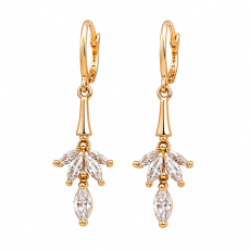 Crystal Petal Gold-Tone Drop Earrings