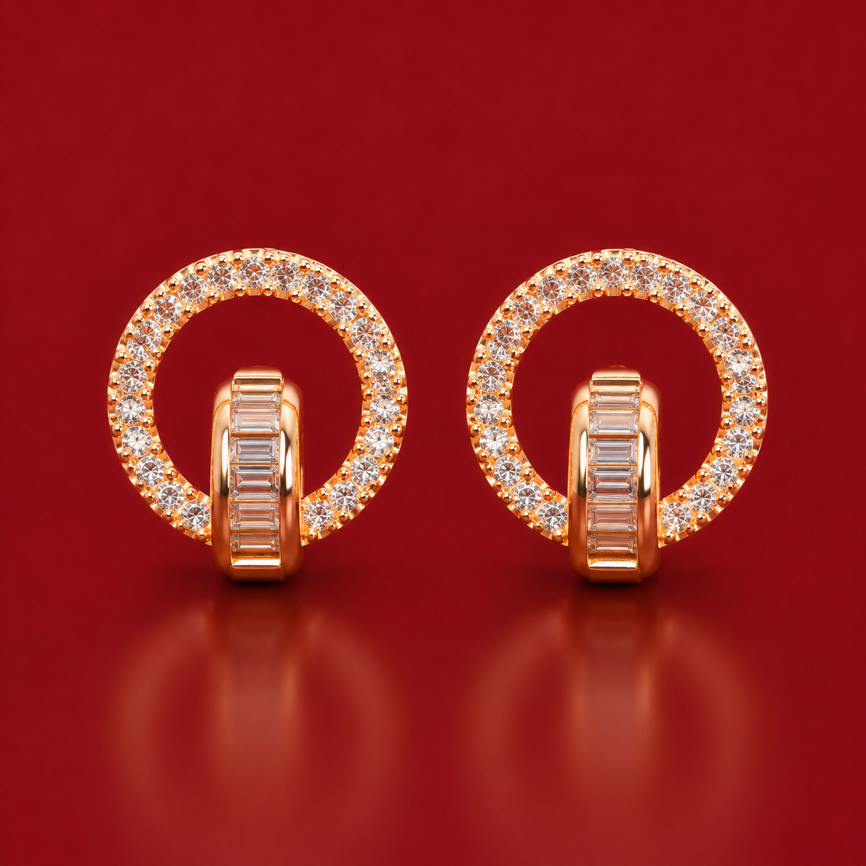 Crystal Arc Gold-Tone Stud Earrings