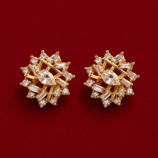 Radiant Starburst Crystal Gold-Tone Stud Earrings