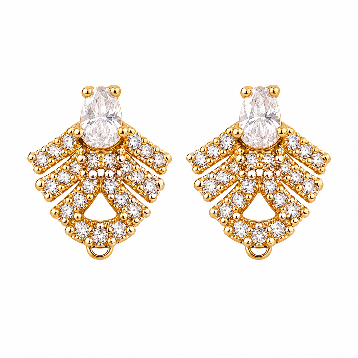 Pear Crystal Cascade Gold-Tone Stud Earrings