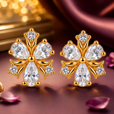 Crystal-Style Floral Stud Earrings