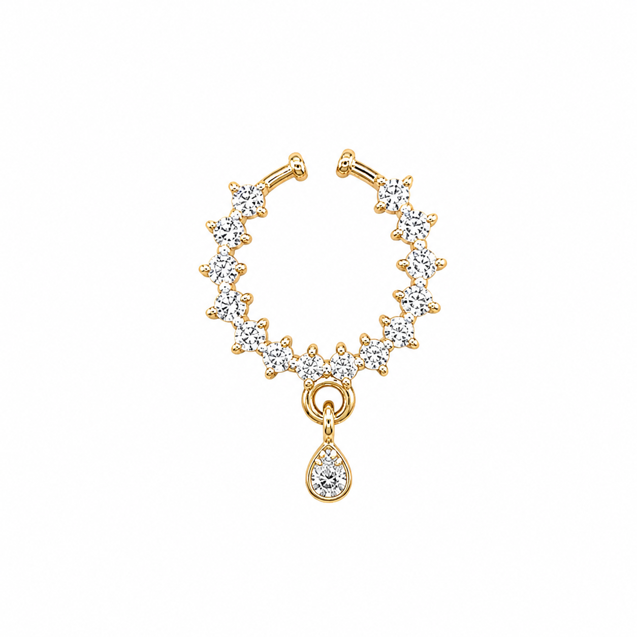 Clear Crystal-Style Curved Nose Ring with Teardrop