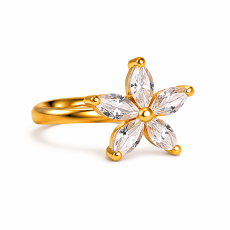 Clear Crystal-Style Five-Petal Flower Nose Pin
