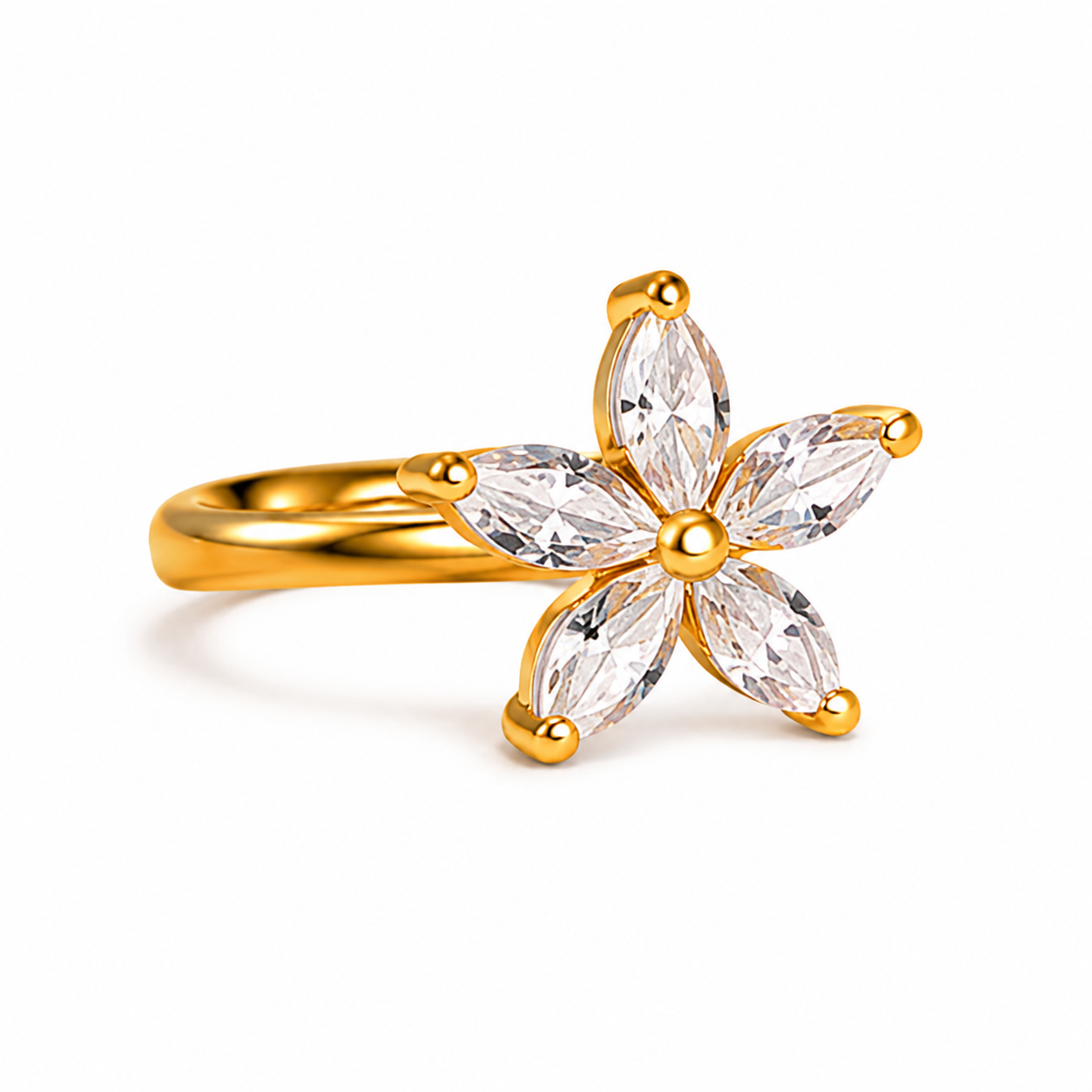 Clear Crystal-Style Five-Petal Flower Nose Pin