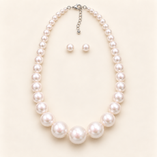 Graduated Single-Strand Pearl Necklace set