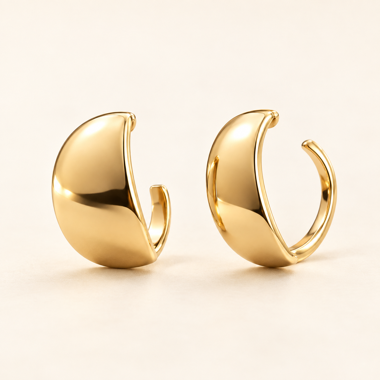 Classic Gold Dome Huggie Hoop Earrings